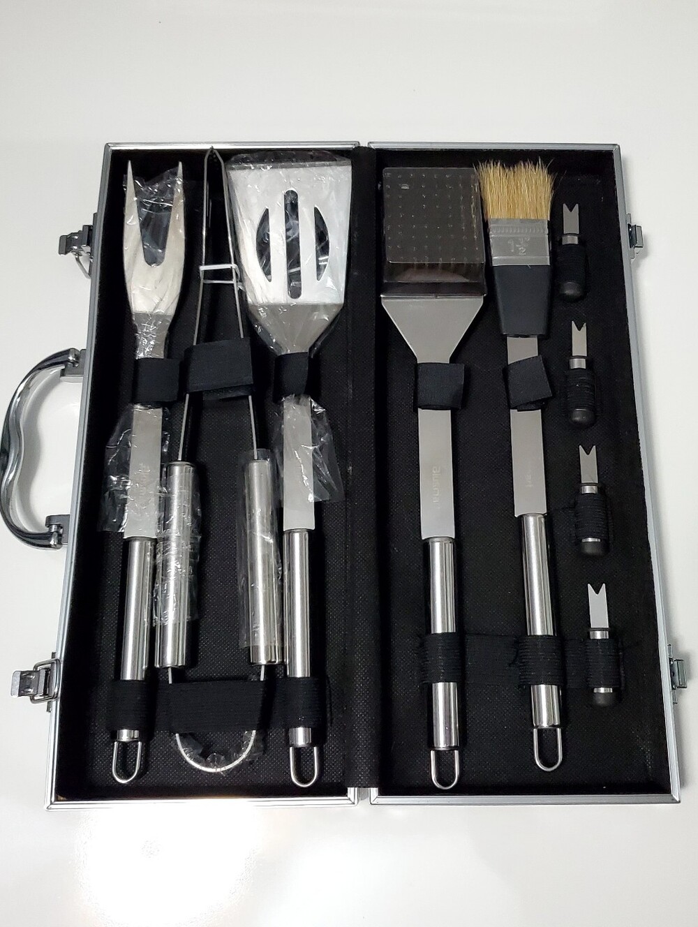 14.5" Stainless Steel BBQ Tool Set &  Carrying Case Unused